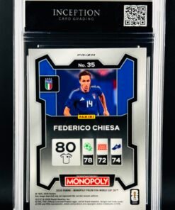 Otra vista de Cromo Federico Chiesa SILVER PRIZM Panini Fifa World Cup Monopoly GEM MINT 10 · Inception Card Grading · ICG · Sports Cards · TCG