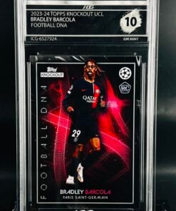 Fotografía de Cromo de fútbol Bradley Barcola Rookie Topps Knockout Football DNA · GEM MINT 10 · Inception Card Grading · ICG · Sports Cards · TCG