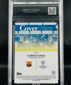 Otra vista de Cromo de fútbol Lamine Yamal TOPPS Cover Stars Inception Card Grading GM MINT 9,5 sport cards
