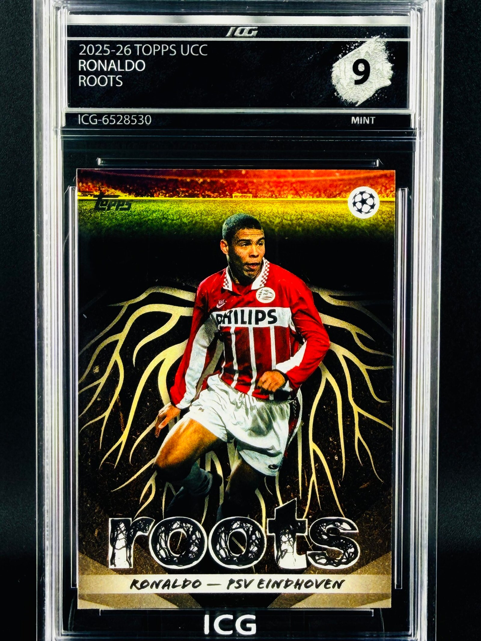 Fotografía de Cromo Ronaldo TOPPS UCC ROOTS MINT 9 · Inception Card Grading · ICG · Sports Cards · TCG