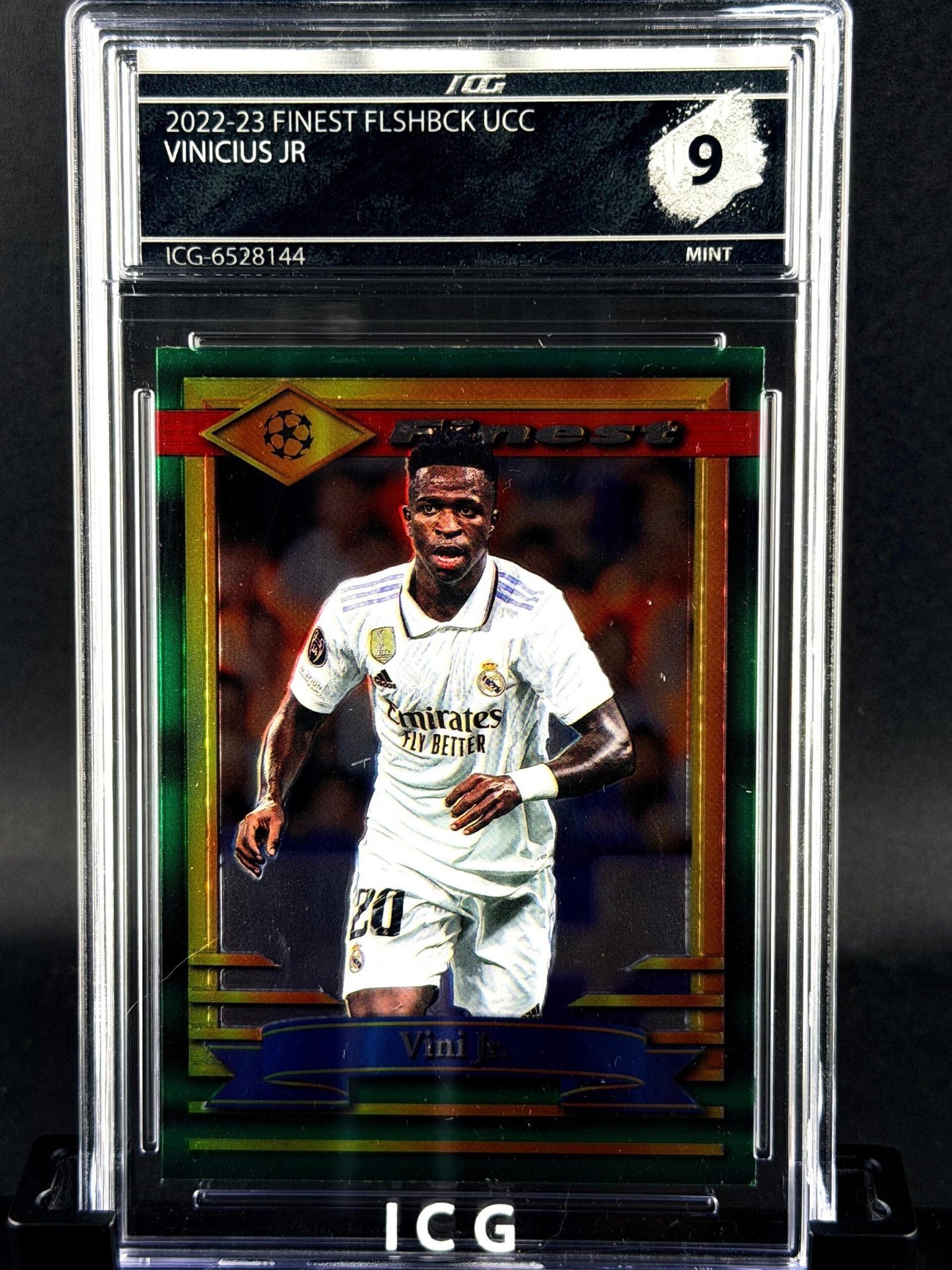 Otra vista de Cromo Vinicius JR Topps Finest Flashback MINT 9 · Inception Card Grading · ICG · Sports Cards · TCG