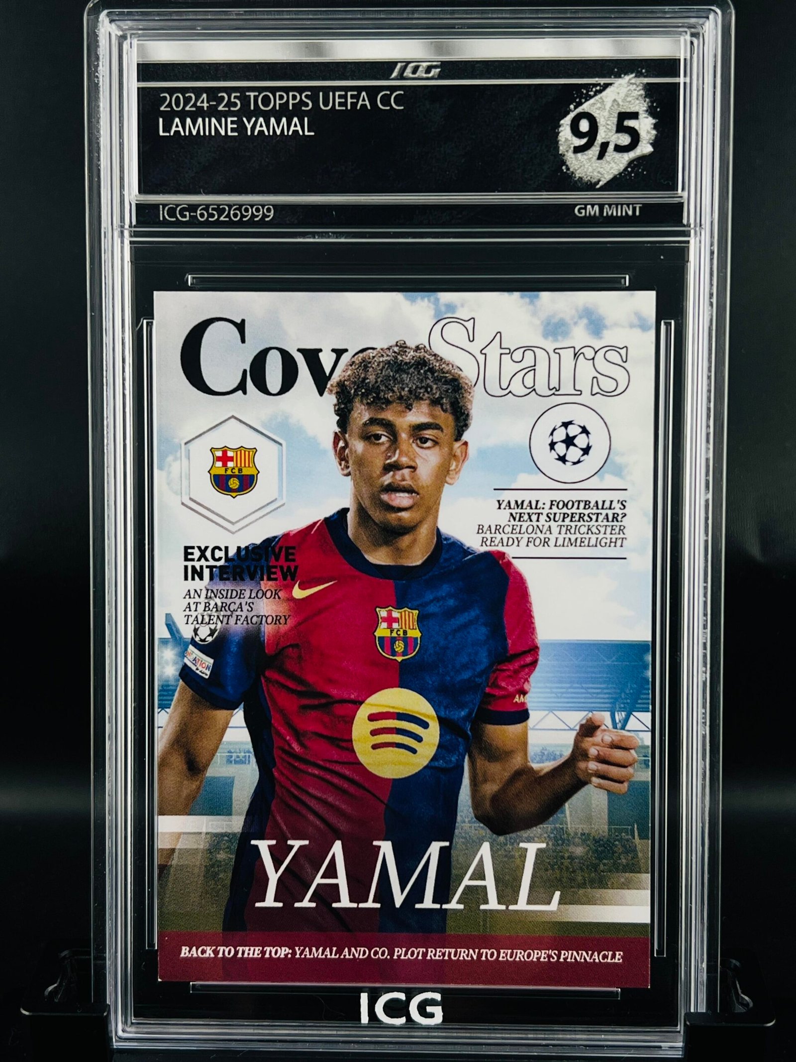 Fotografía de Cromo de fútbol Lamine Yamal TOPPS Cover Stars Inception Card Grading GM MINT 9,5 sport cards
