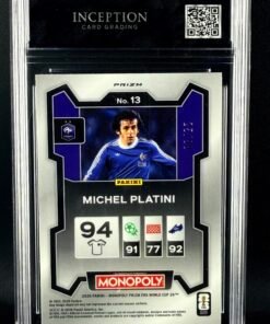 Otra vista de Cromo Michel Platini Panini Monopoly Purple Prizm /99 MINT 9 · Inception Card Grading · ICG · Sports Cards · TCG