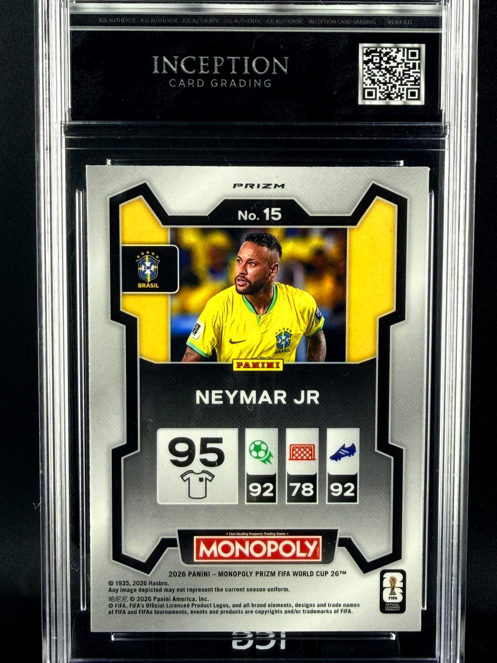 Otra vista de Cromo Neymar JR Panini Monopoly Green Wave MINT 9 · Inception Card Grading · ICG · Sports Cards · TCG