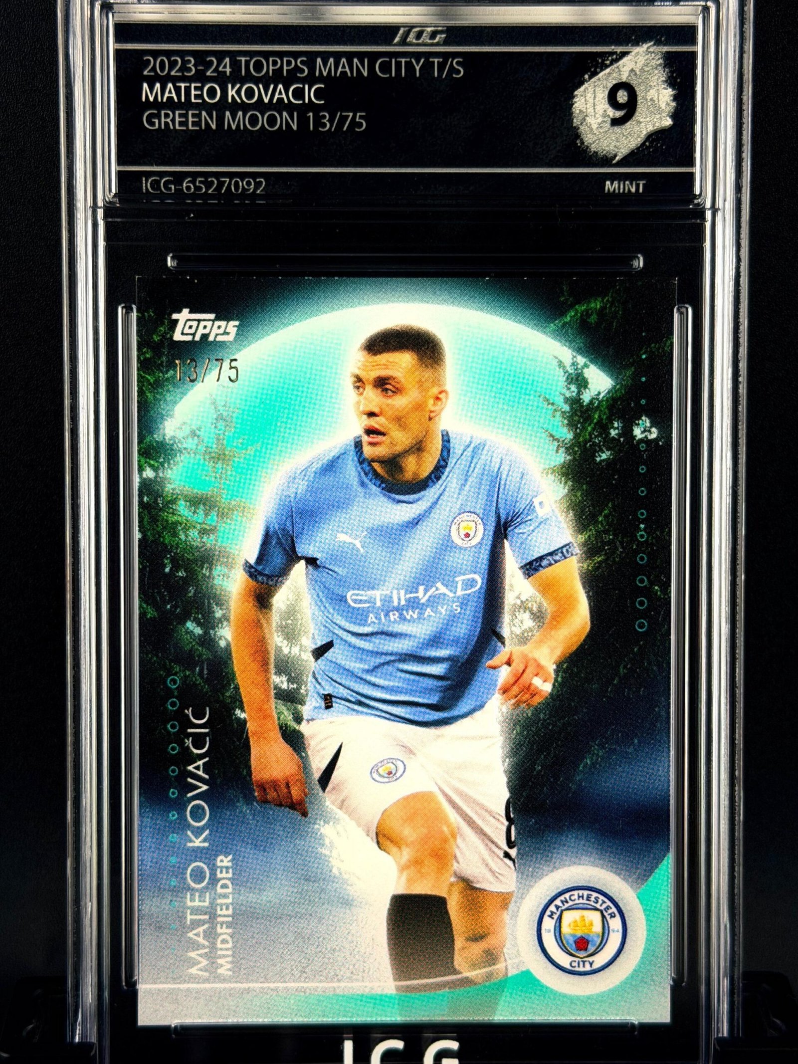 Otra vista de Cromo Mateo Kovacic /75 Topps Manchester City MINT 9 · Inception Card Grading · ICG · Sports Cards · TCG