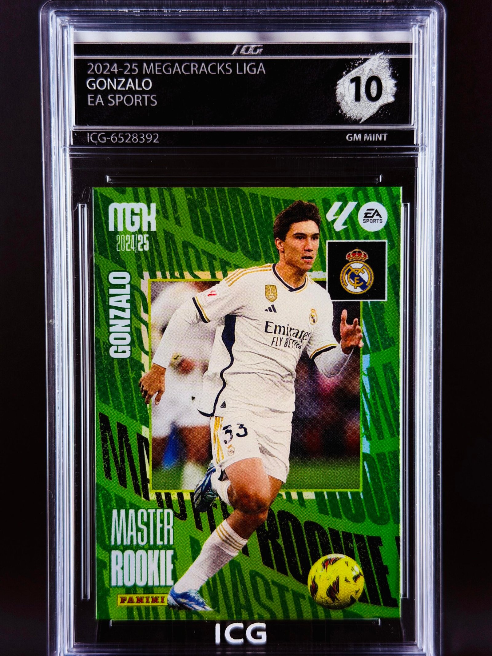 Fotografía de Cromo Gonzalo García Master Rookie Panini Megacracks GEM MINT 10 · Inception Card Grading · ICG · Sports Cards · TCG