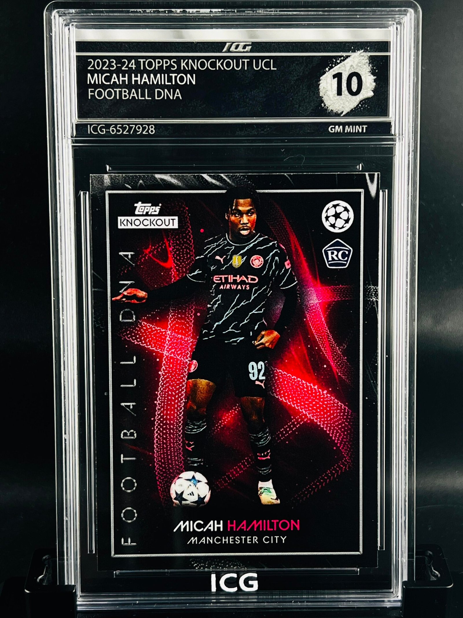 Otra vista de Cromo de fútbol Micah Hamilton Rookie Topps Knockout Football DNA · GEM MINT 10 · Inception Card Grading · ICG · Sports Cards · TCG