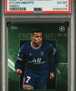 Fotografía de Cromo de fútbol 2022 TOPPS KNOCKOUT KYLIAN MBAPPE GREEN /99 PSA