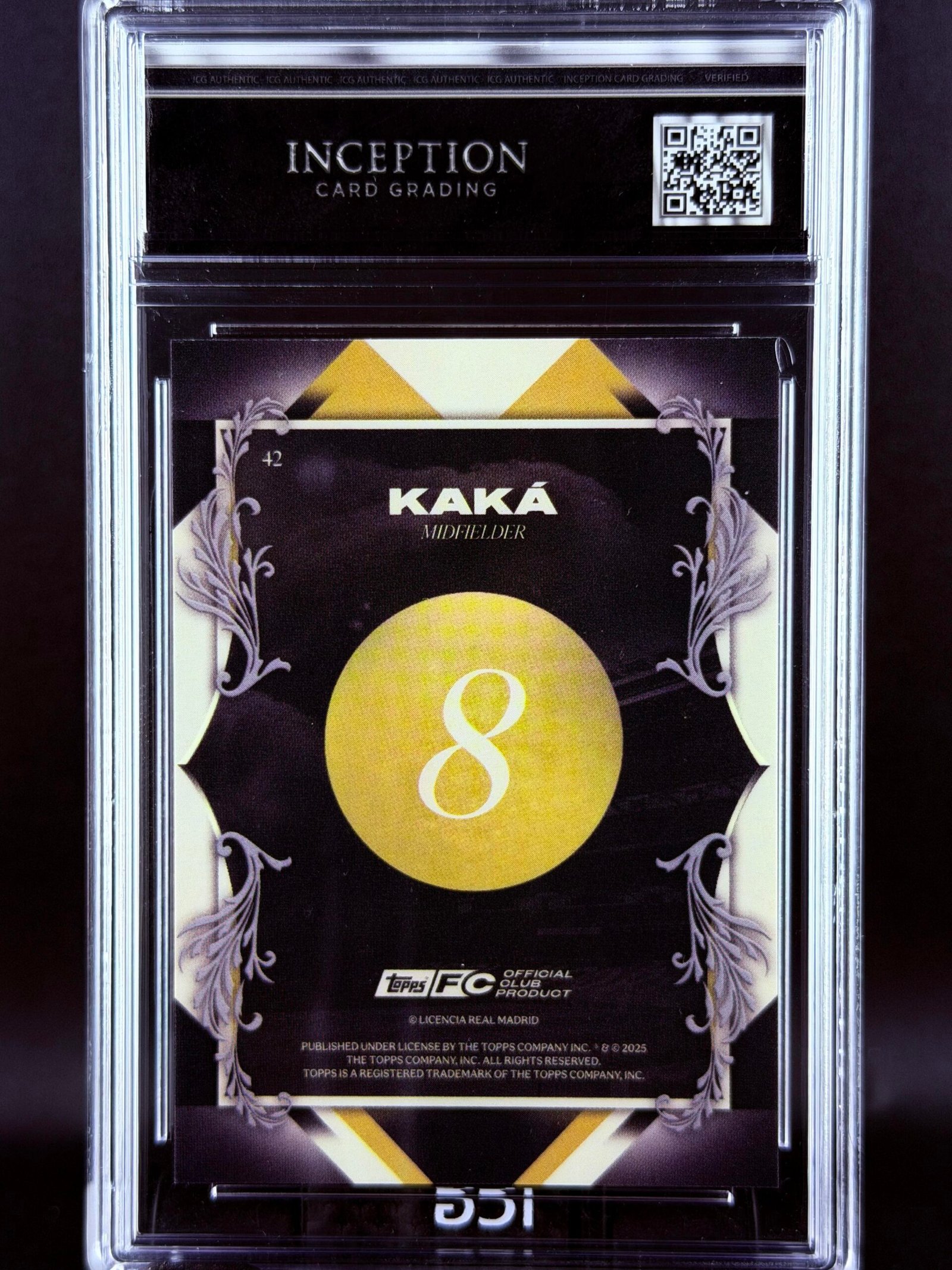 Otra vista de Cromo Kaká Portrait Posers Topps Los Blancos Real Madrid · GEM MINT 10 · Inception Card Grading · ICG · Sports Cards · TCG