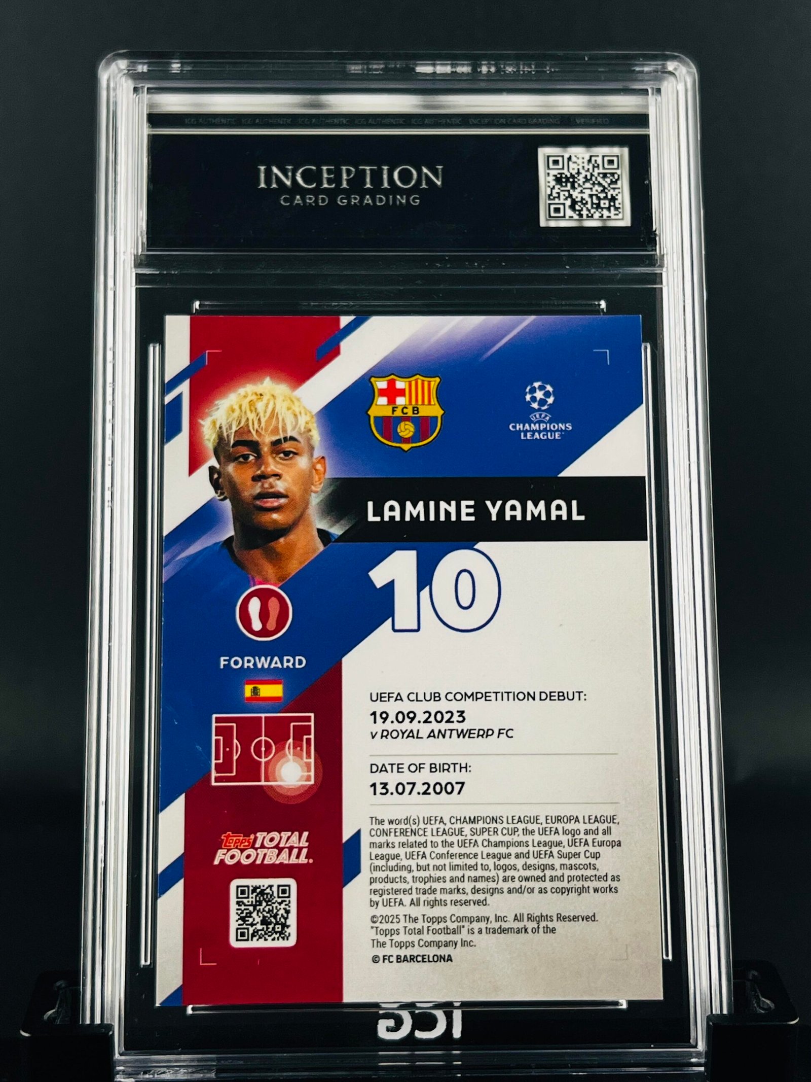 Otra vista de Cromo Lamine Yamal /25 Topps · GEM MINT 10 · Inception Card Grading · ICG · Sports Cards · TCG