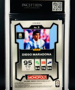 Otra vista de Cromo Diego Maradona Four Corners Green Wave PRIZM Panini Fifa World Cup Monopoly MINT 9 · Inception Card Grading · ICG · Sports Cards · TCG
