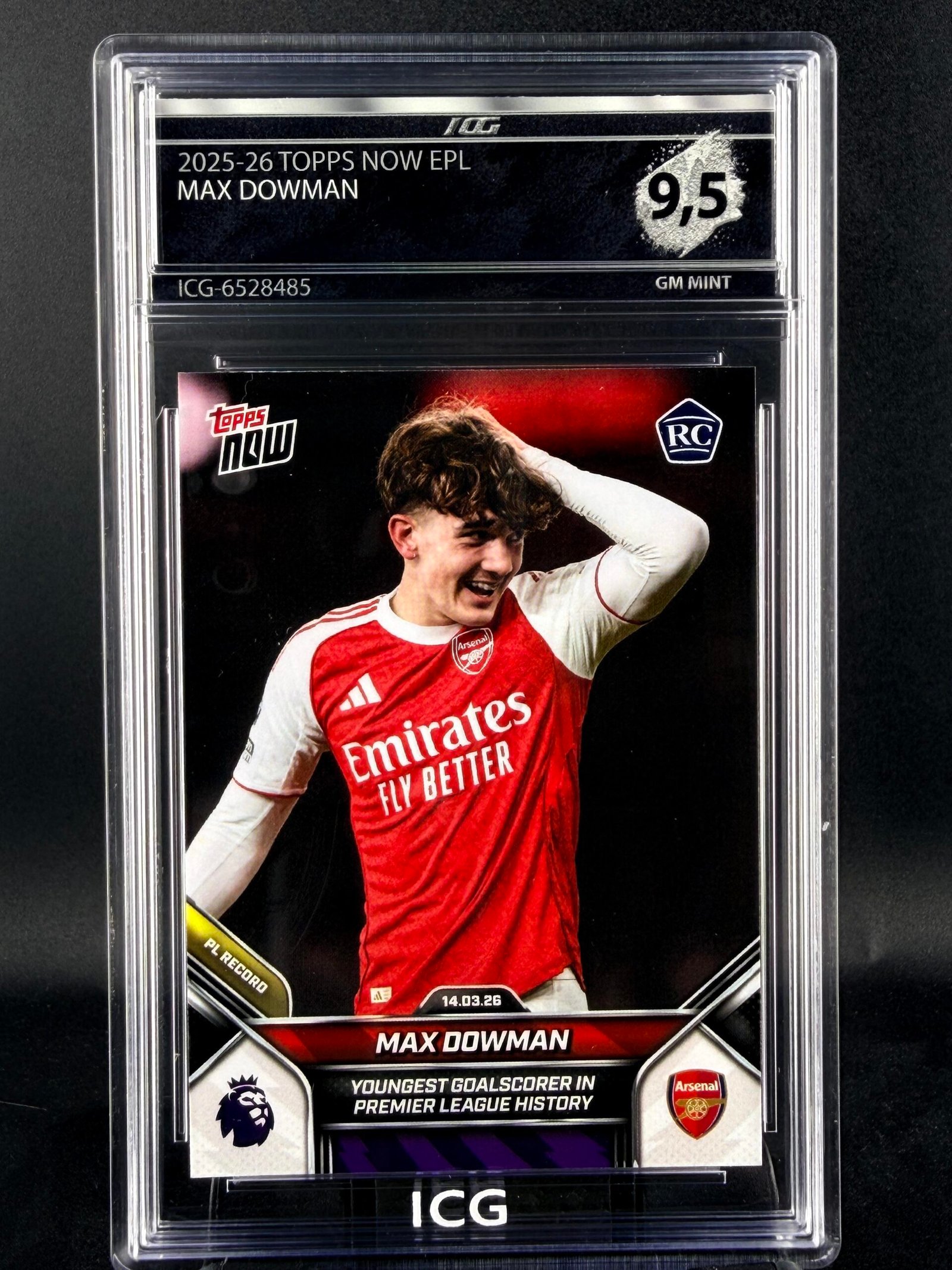 Fotografía de Cromo Max Dowman Rookie Topps GEM MINT 9,5 · Inception Card Grading · ICG · Sports Cards · TCG