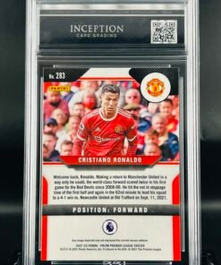 Otra vista de Cromo de fútbol Cristiano Ronaldo Panini Prizm Inception Card Grading GM MINT 10 sport cards