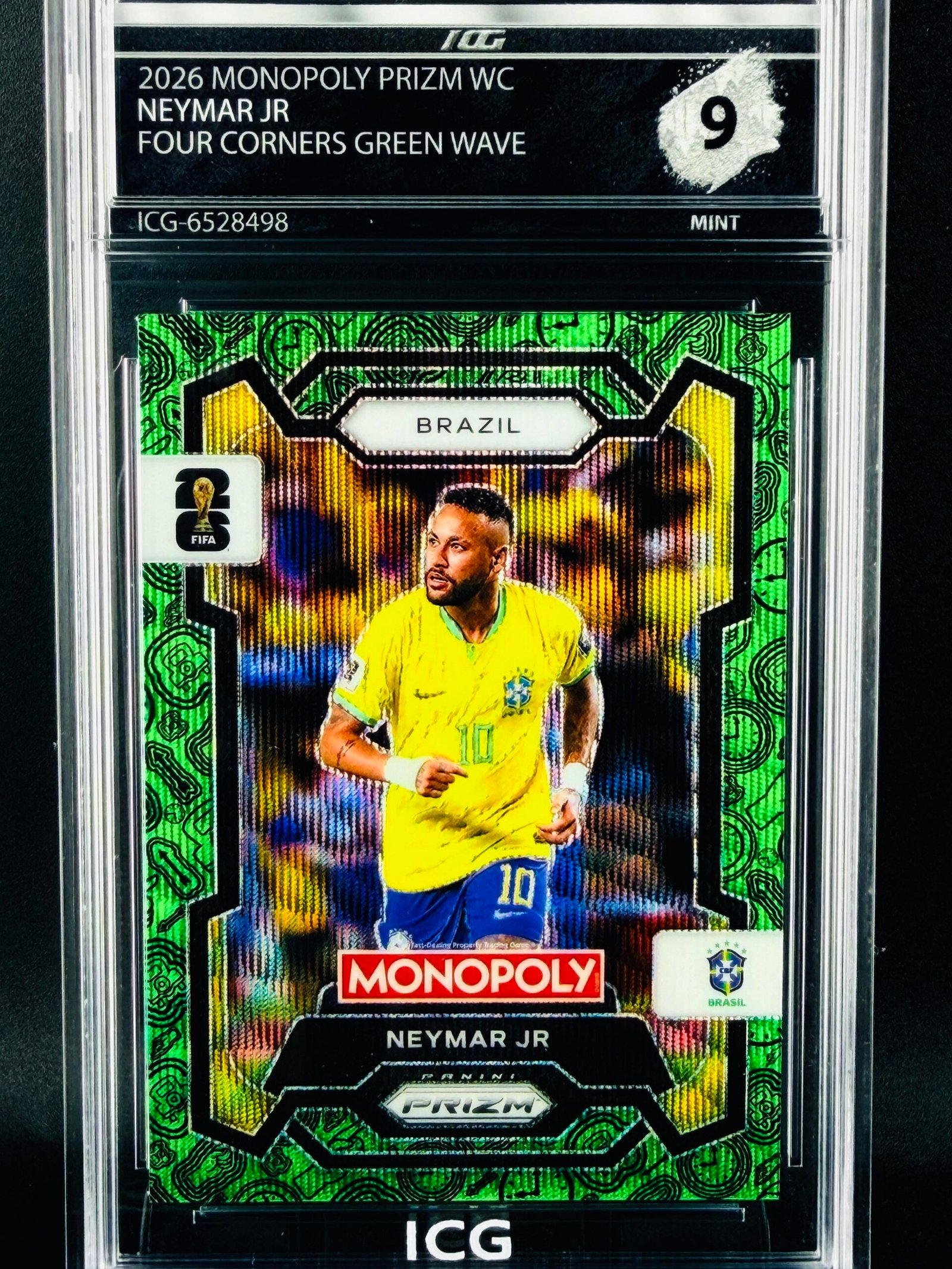 Fotografía de Cromo Neymar JR Panini Monopoly Green Wave MINT 9 · Inception Card Grading · ICG · Sports Cards · TCG