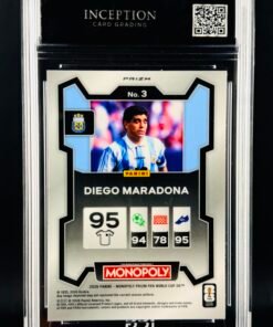 Otra vista de Cromo Diego Maradona SILVER PRIZM Panini Fifa World Cup Monopoly GEM MINT 10 · Inception Card Grading · ICG · Sports Cards · TCG
