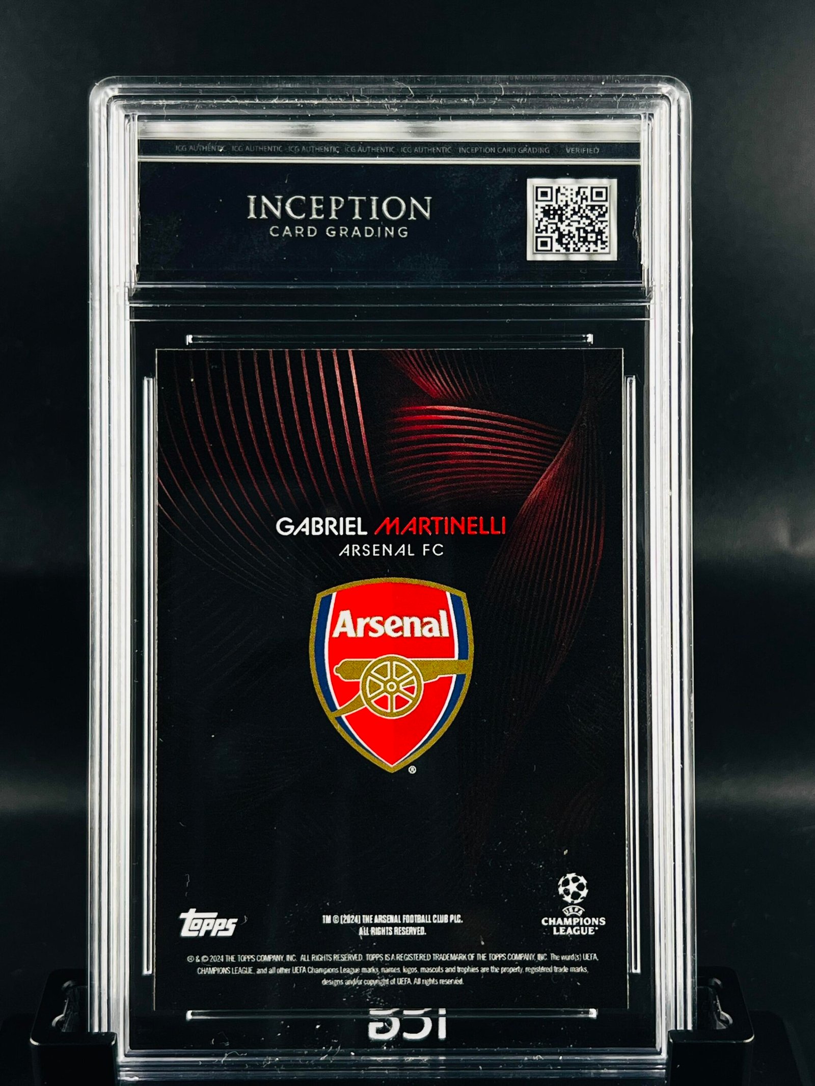 Otra vista de Cromo de fútbol Gabriel Martinelli Topps Knockout · GM MINT 10· Inception Card Grading · ICG · Sports Cards · TCG