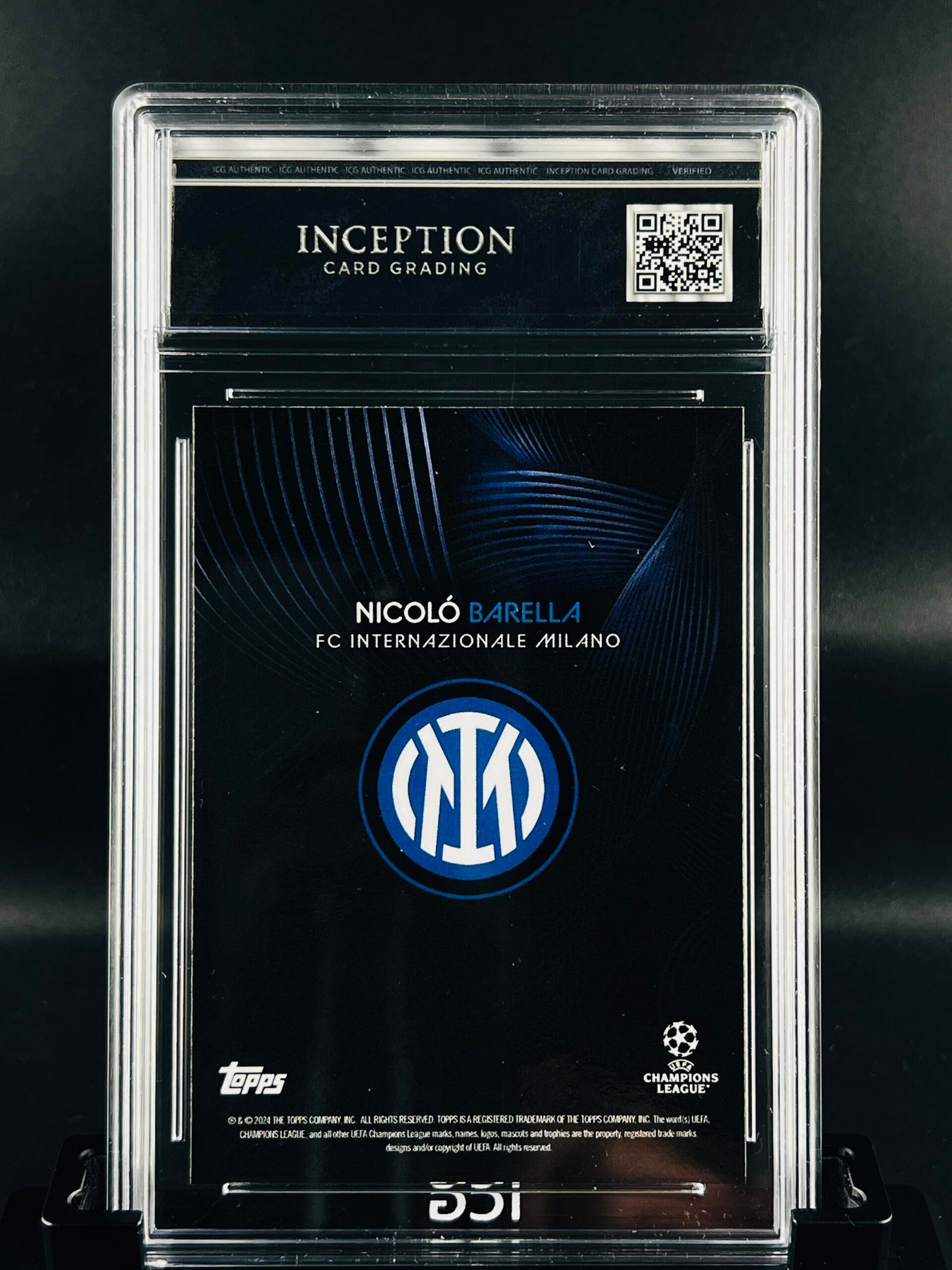 Otra vista de Cromo de fútbol Nicolo Barella Topps Knockout · GM MINT 10· Inception Card Grading · ICG · Sports Cards · TCG