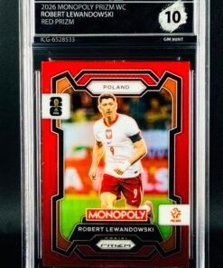 Fotografía de Cromo Robert Lewandowski Panini Monopoly Red Prizm GEM MINT 10 · Inception Card Grading · ICG · Sports Cards · TCG