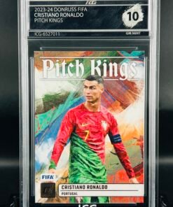 Otra vista de Cromo de fútbol Cristiano Ronaldo Panini Donruss Pitch kings Inception Card Grading GM MINT 10 sport cards