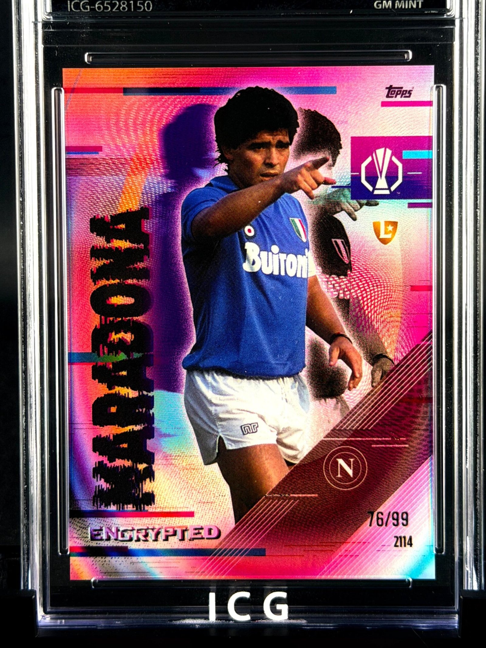 Otra vista de Cromo Diego Maradona 76/99 Topps TTF GEM MINT 10 · Inception Card Grading · ICG · Sports Cards · TCG