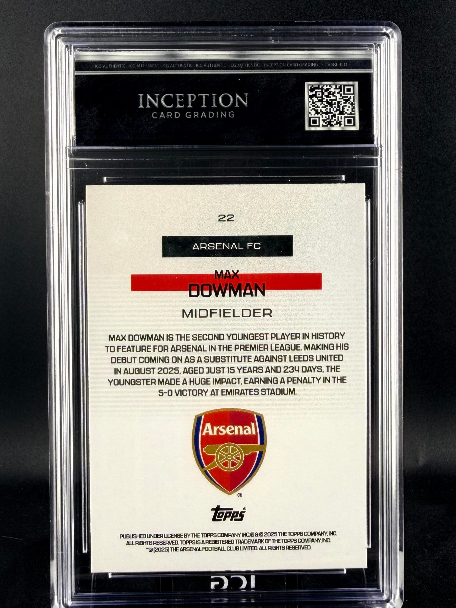 Otra vista de Cromo Max Dowman Bona Fide Baller Rookie Topps GEM MINT 10 · Inception Card Grading · ICG · Sports Cards · TCG