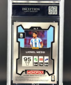 Otra vista de Cromo Lionel Messi Panini Fifa World Cup Monopoly GEM MINT 10 · Inception Card Grading · ICG · Sports Cards · TCG
