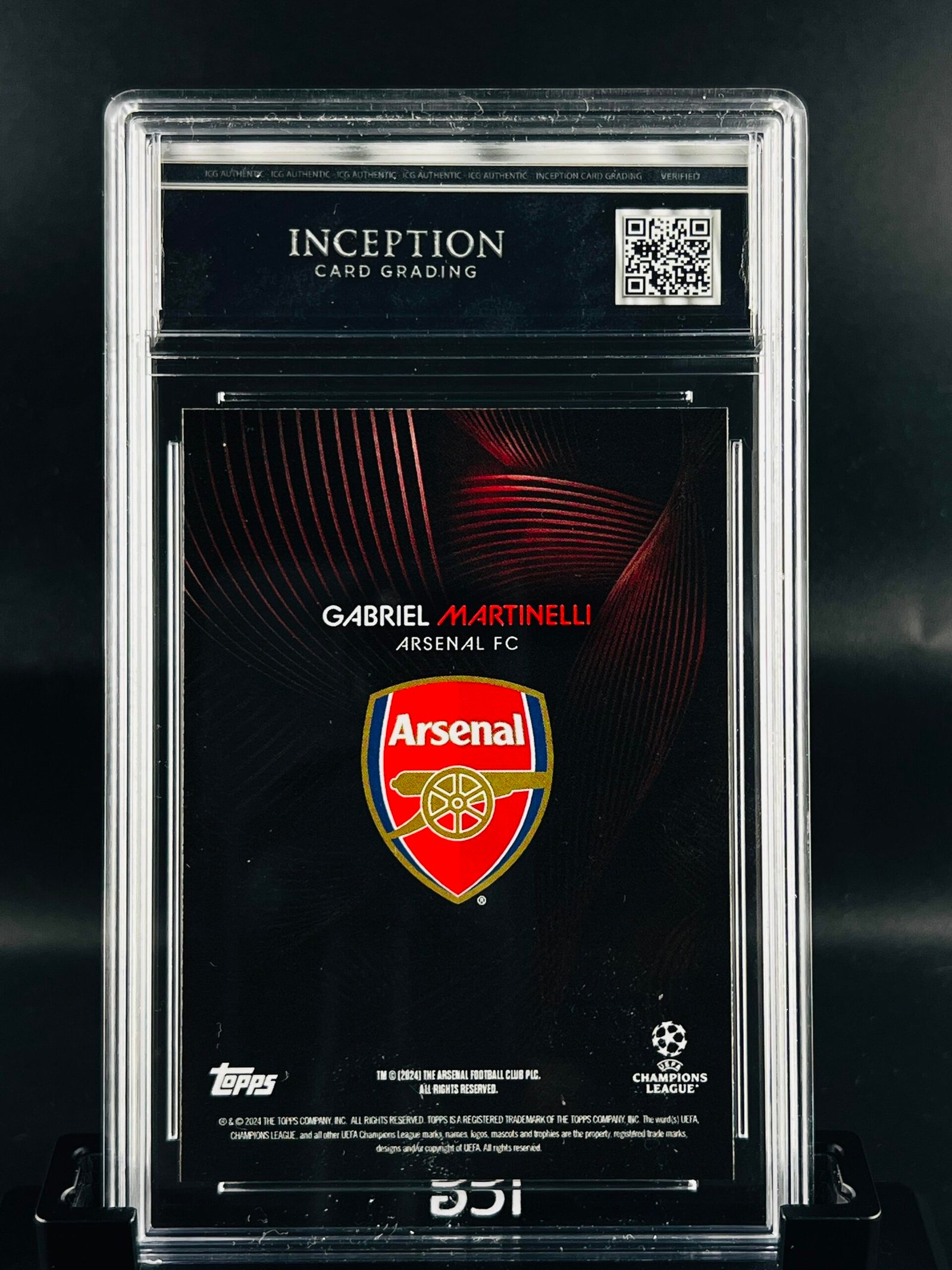 Otra vista de Cromo de fútbol Gabriel Martinelli Topps Knockout · GM MINT 10· Inception Card Grading · ICG · Sports Cards · TCG