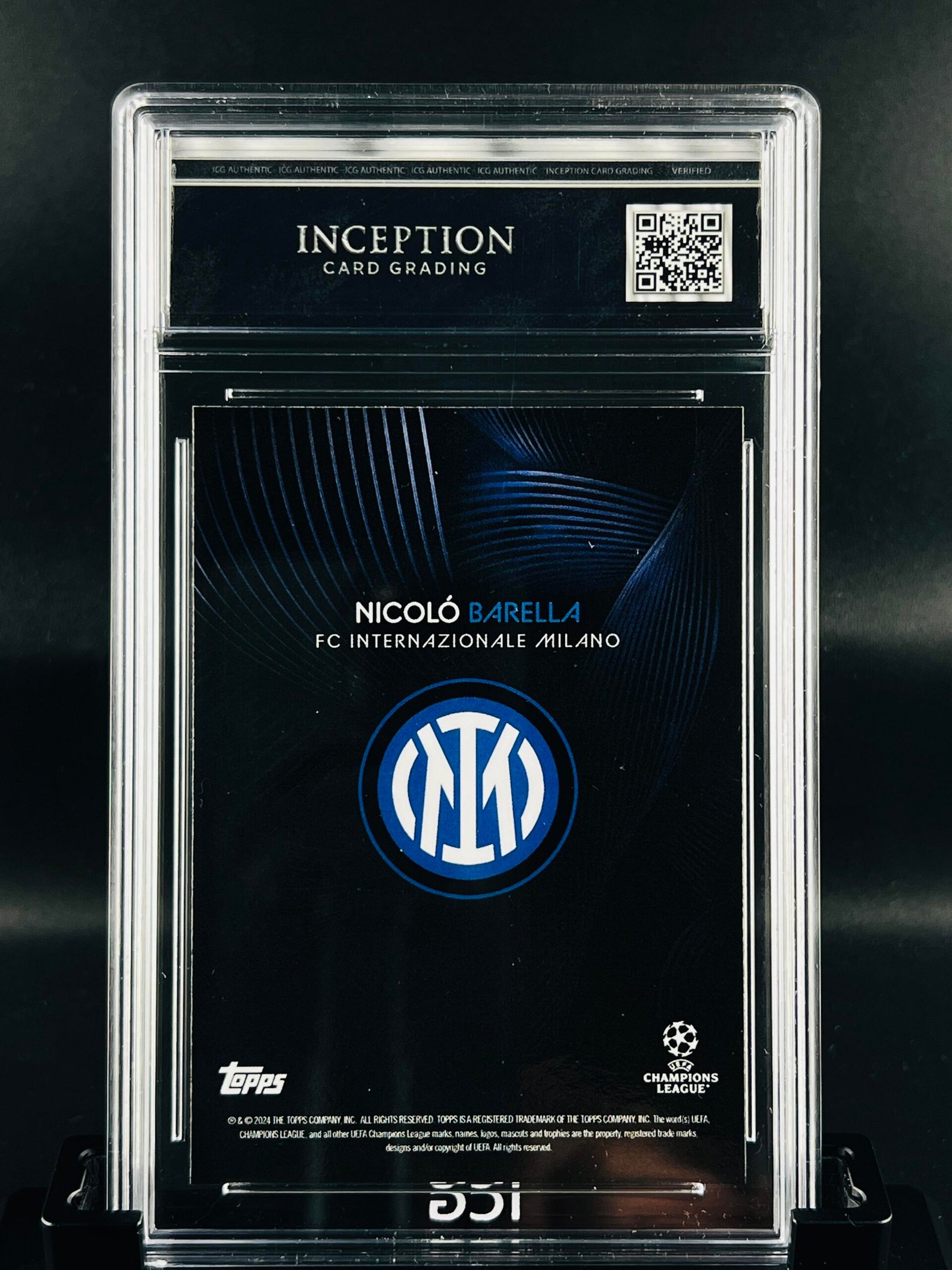 Otra vista de Cromo de fútbol Nicolo Barella Topps Knockout · GM MINT 10· Inception Card Grading · ICG · Sports Cards · TCG