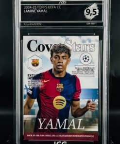 Otra vista de Cromo de fútbol Lamine Yamal TOPPS Cover Stars Inception Card Grading GM MINT 9,5 sport cards