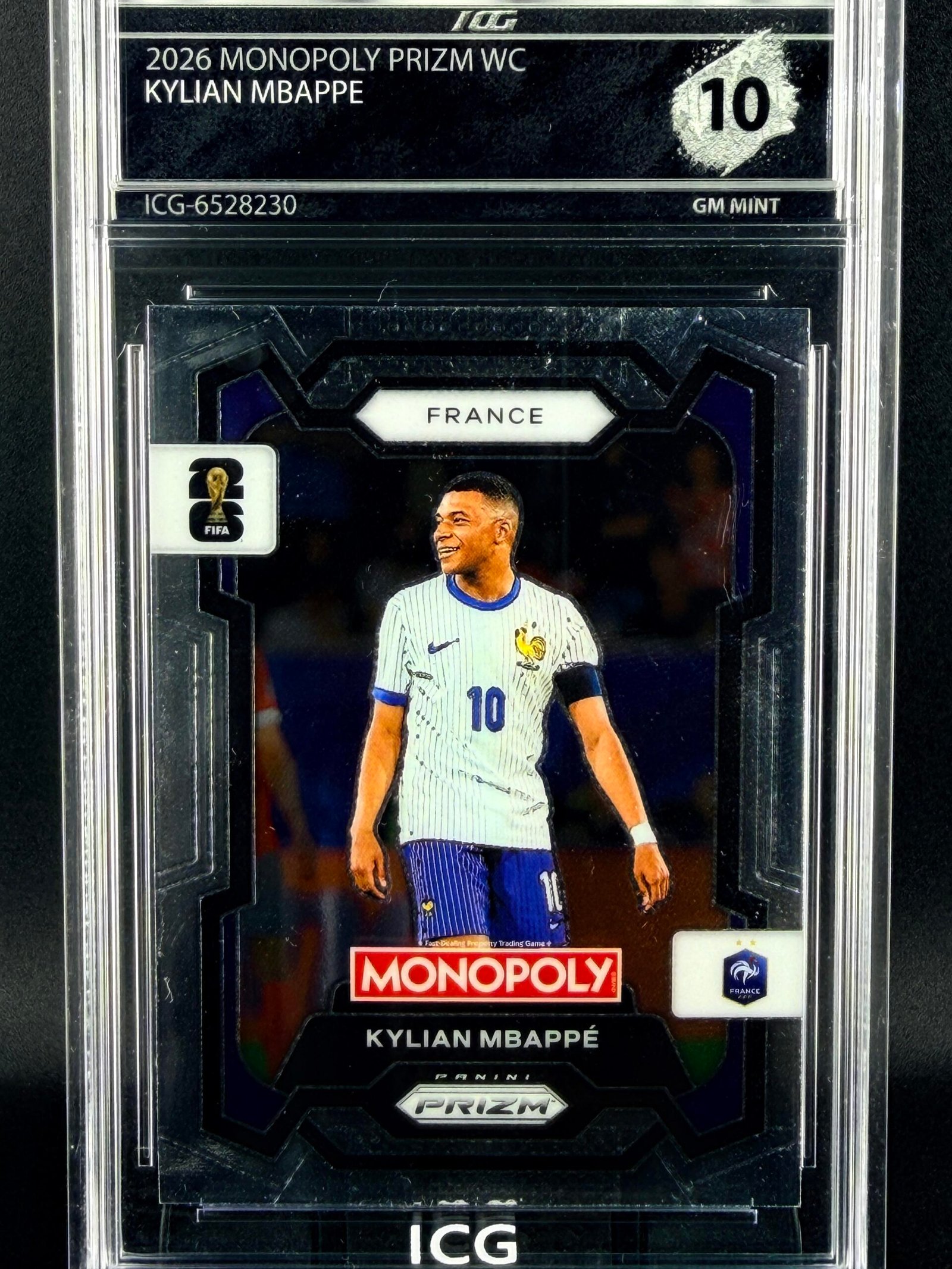 Otra vista de Cromo Kylian Mbappe Panini Monopoly GEM MINT 10 · Inception Card Grading · ICG · Sports Cards · TCG