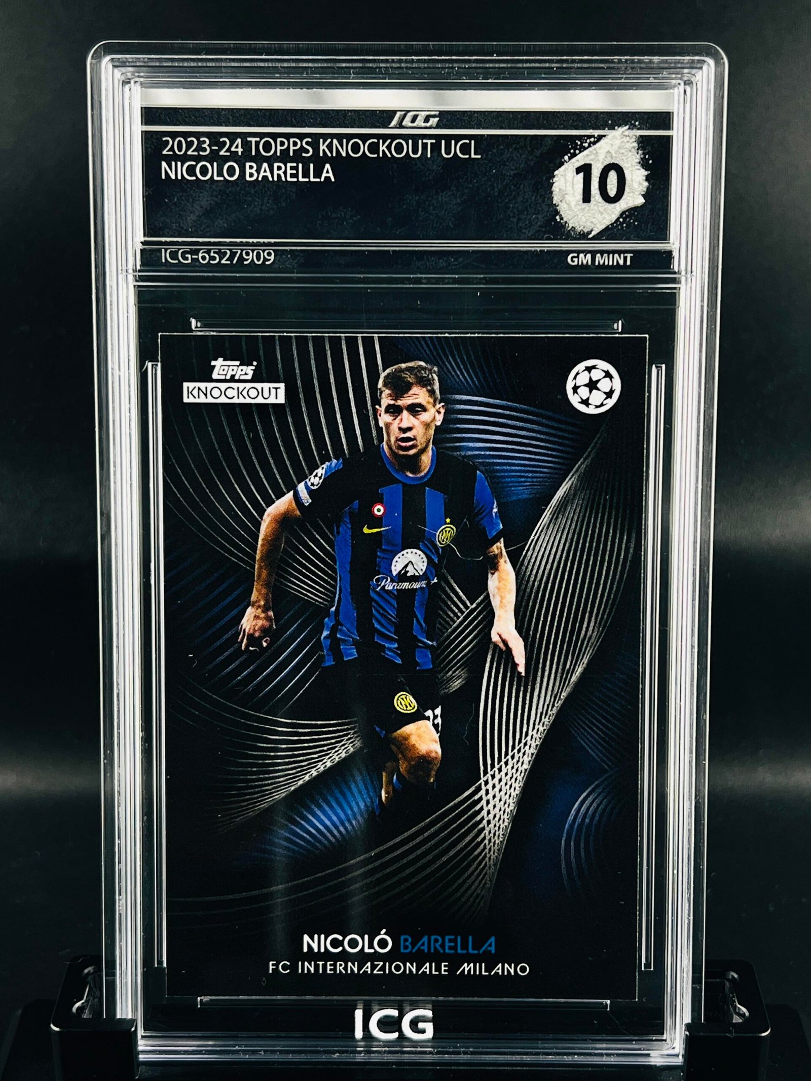 Otra vista de Cromo de fútbol Nicolo Barella Topps Knockout · GM MINT 10· Inception Card Grading · ICG · Sports Cards · TCG