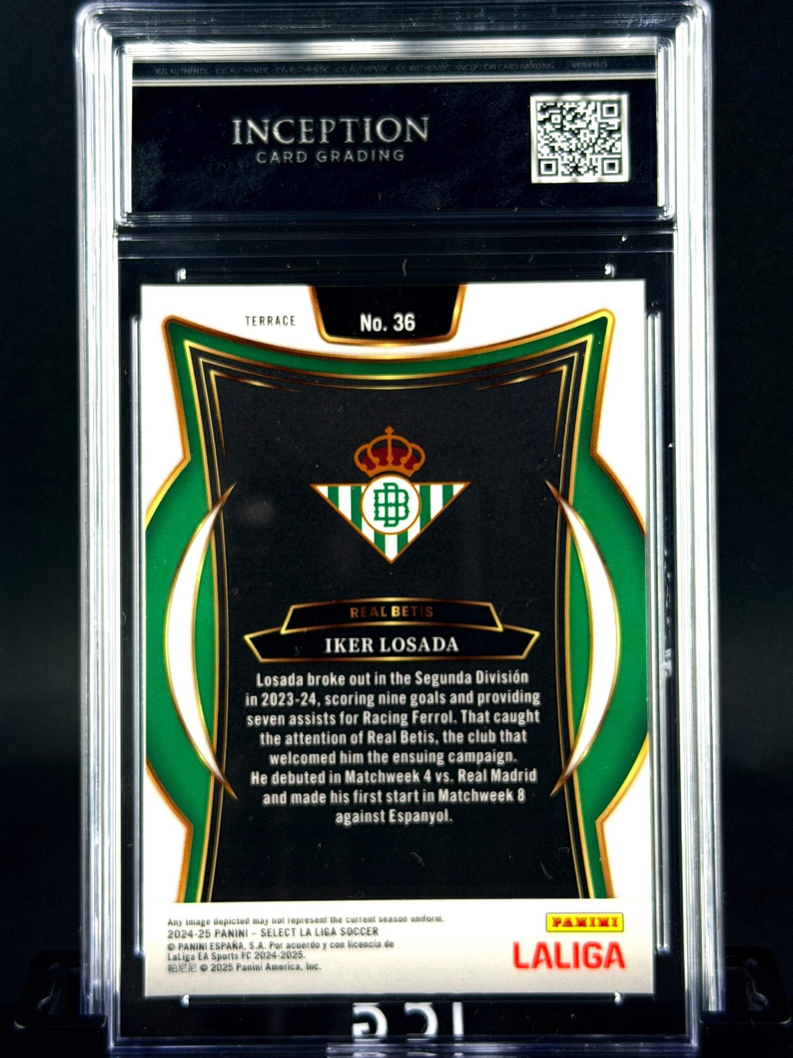 Otra vista de Cromo Iker Losada Rookie Panini Select MINT 9 · Inception Card Grading · ICG · Sports Cards · TCG
