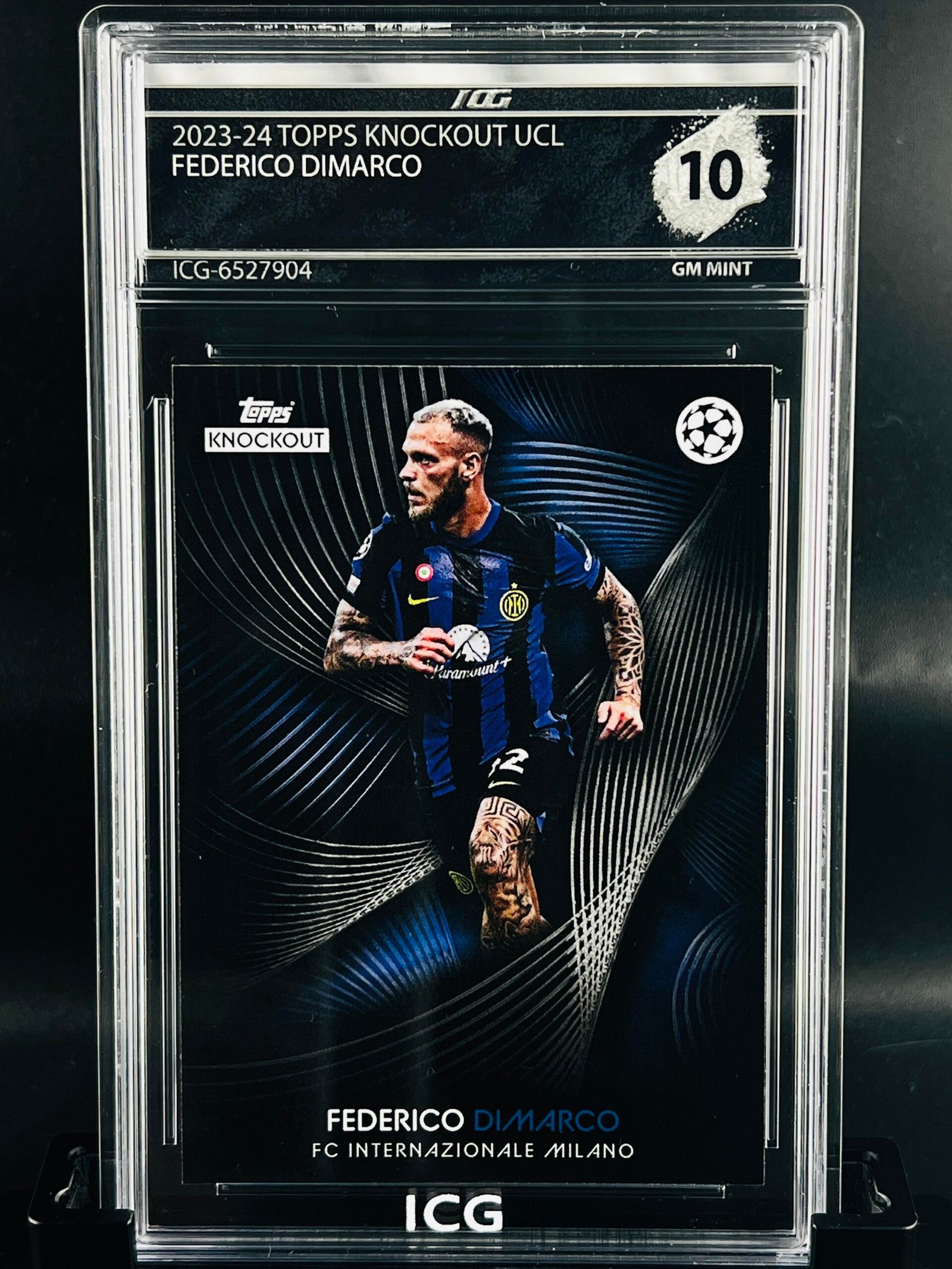Otra vista de Cromo de fútbol Federico Dimarco Topps Knockout · GEM MINT 10 · Inception Card Grading · ICG · Sports Cards · TCG