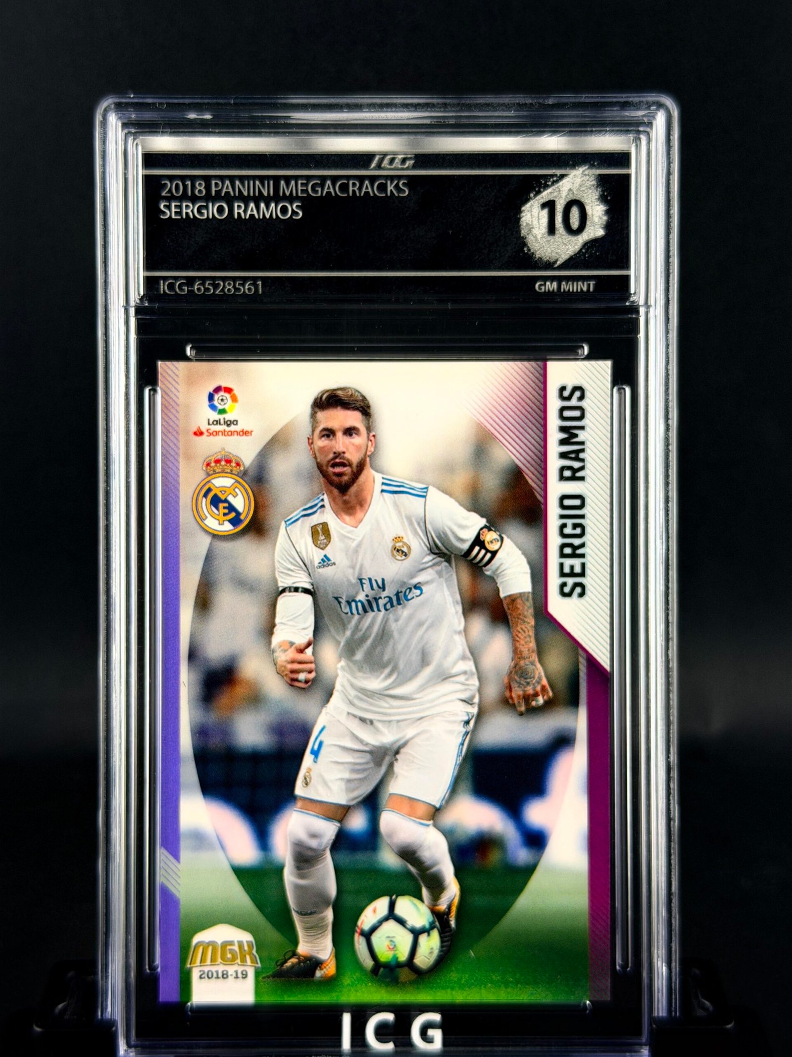 Otra vista de Cromo Sergio Ramos Panini Megacracks GEM MINT 10 · ICG