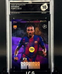 Fotografía de Cromo Raphinha 09/25 Topps TTF GEM MINT 10 · ICG
