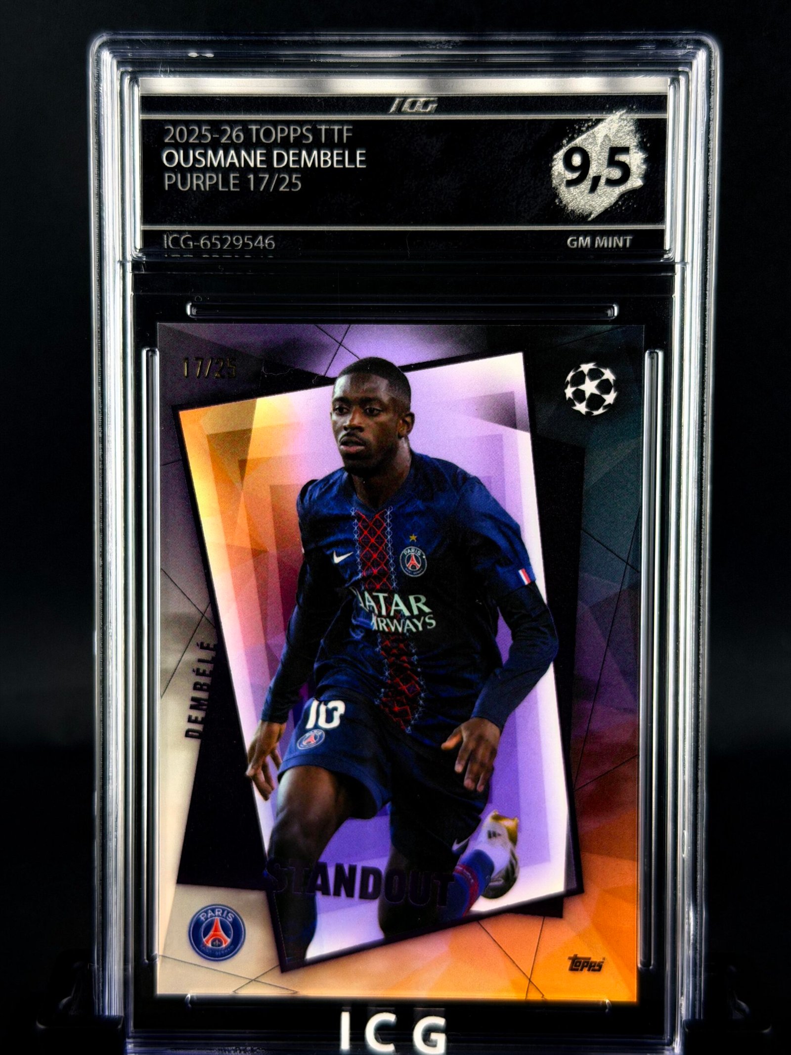 Otra vista de Cromo Ousmane Dembelé Topps TTF 17/25 GEM MINT 9,5 · ICG