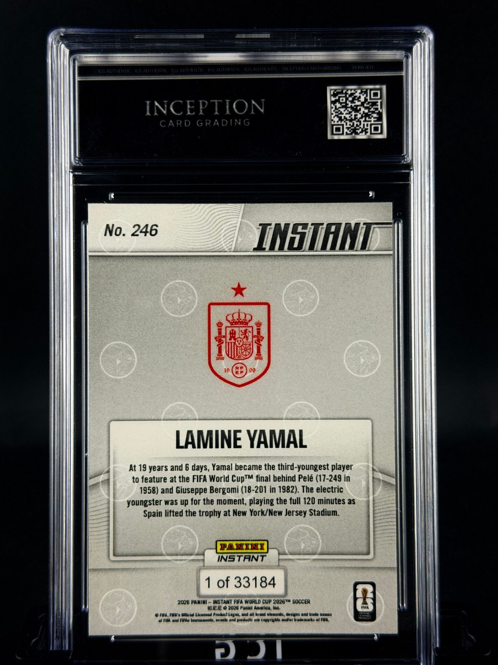 Cromo Lamine Yamal Mundial 2026 Panini Instant ICG 9.5
