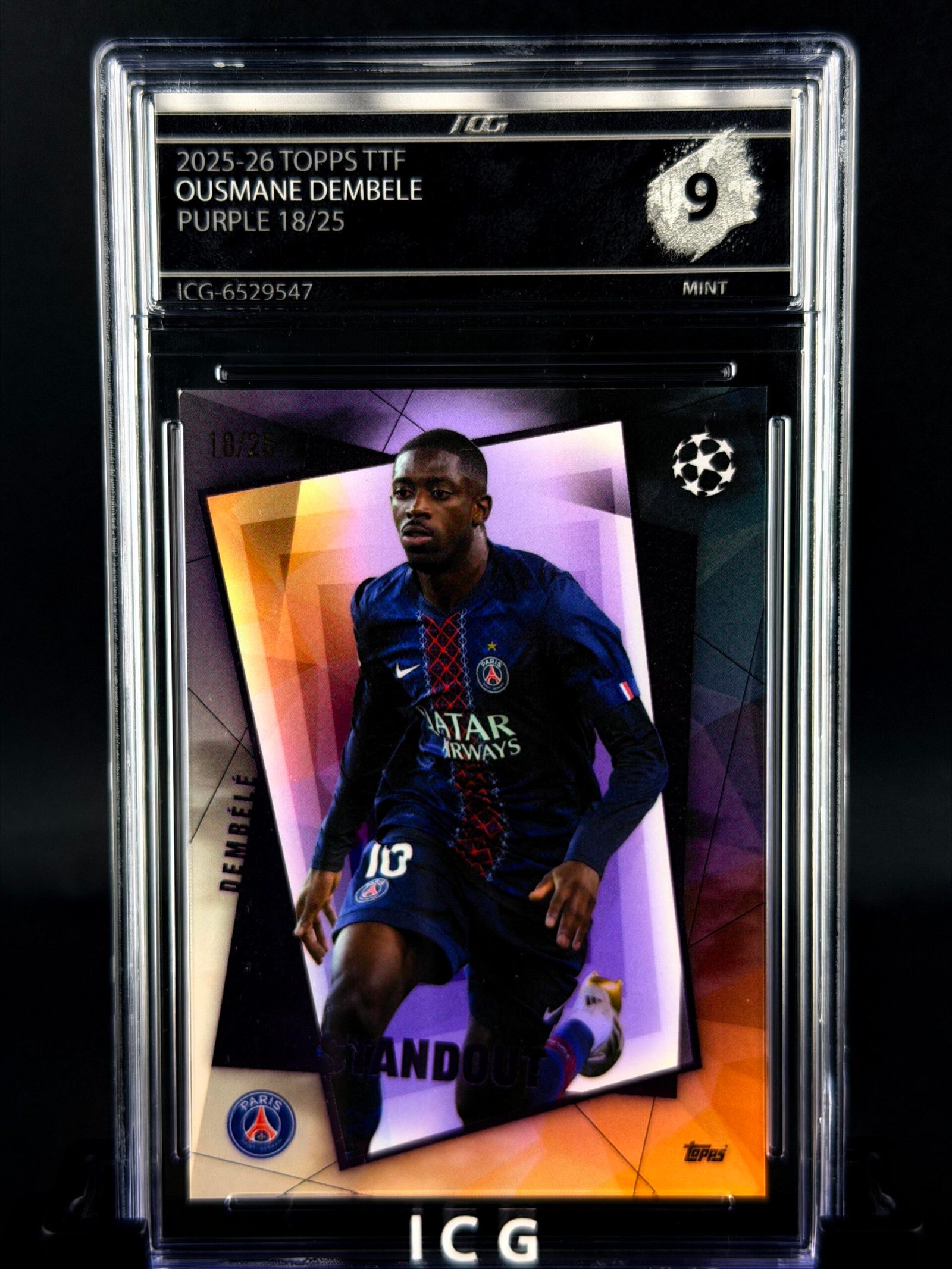 Otra vista de Cromo Ousmane Dembelé Topps TTF 18/25 MINT 9 · ICG