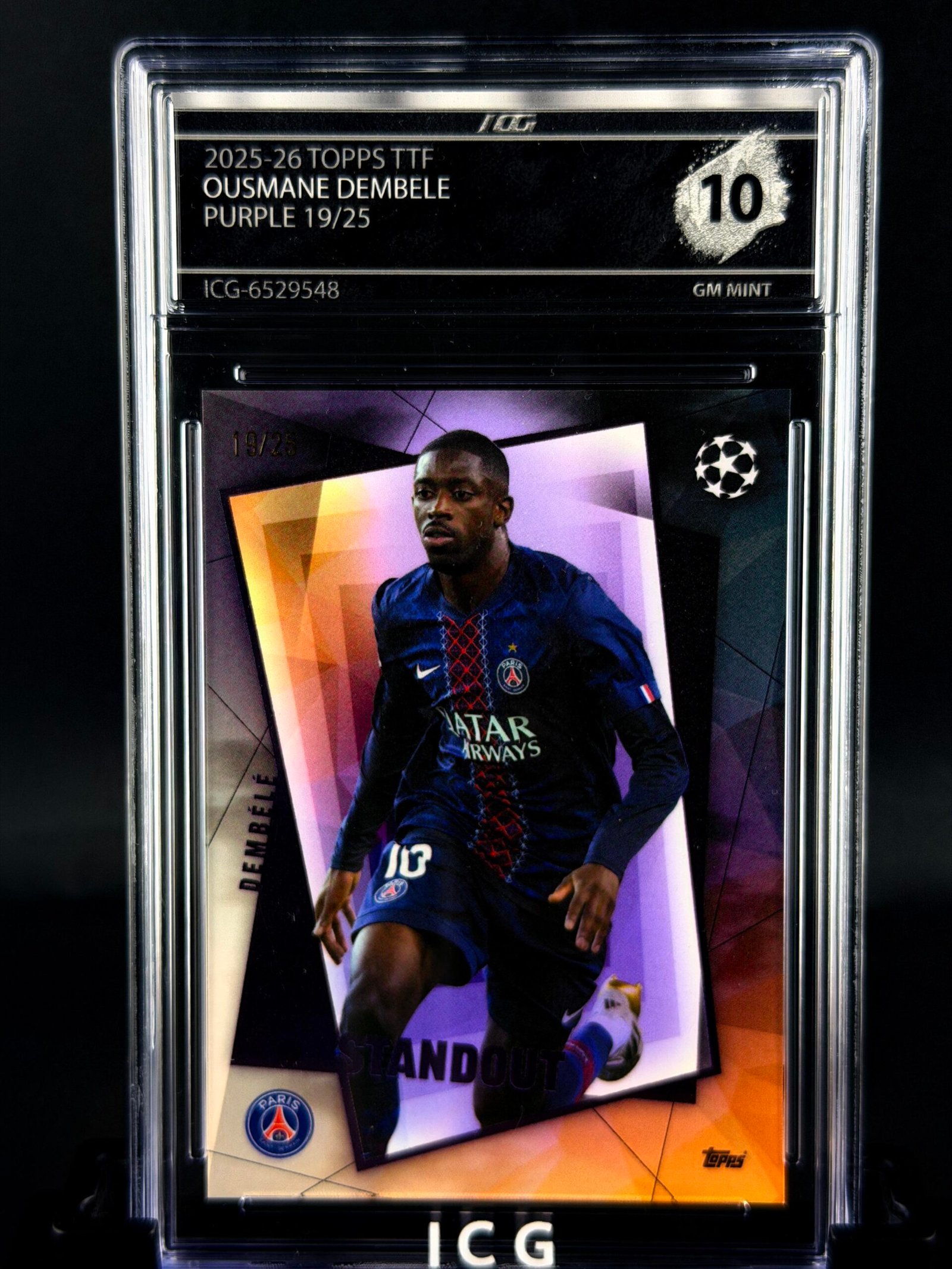 Fotografía de Cromo Ousmane Dembelé Topps TTF 19/25 GEM MINT 10 · ICG