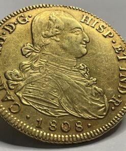 8 escudos de Fernando VII del año 1808 FJ. Ceca de Popayán.