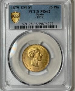 25 pesetas 1879 E M-M Madrid AU 8.05 g. Ref : Cal.74 PCGS MS 62